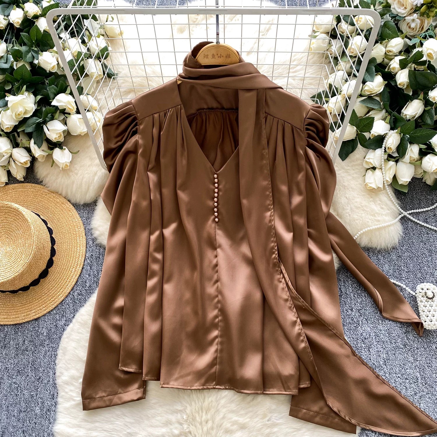 90’s fine silk top FTO351 images